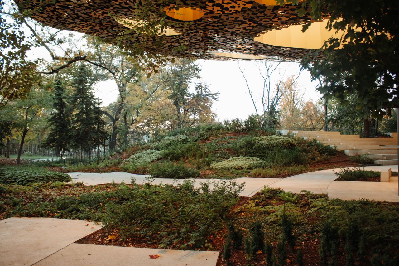 Voedselbos ontwerp met groene beplanting